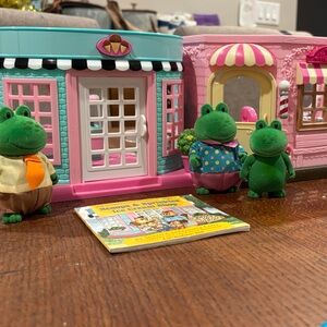 Li’l Woodzeez Frog Family, Ice Cream Parlor, Barbershop and accessories